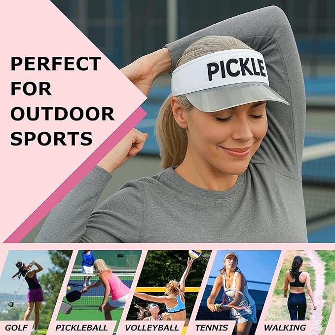 Funky Junque Women's UV 50 Adjustable Sun Visor - Golf Tennis Pickleball - Sports Themes Solid Colors Easter Pastels