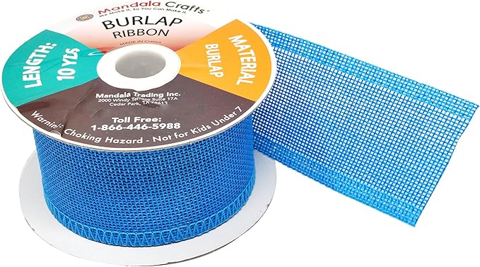 Mandala Crafts Sky Blue Burlap Ribbon 2 Inches Wide Jute Ribbons - Image 4