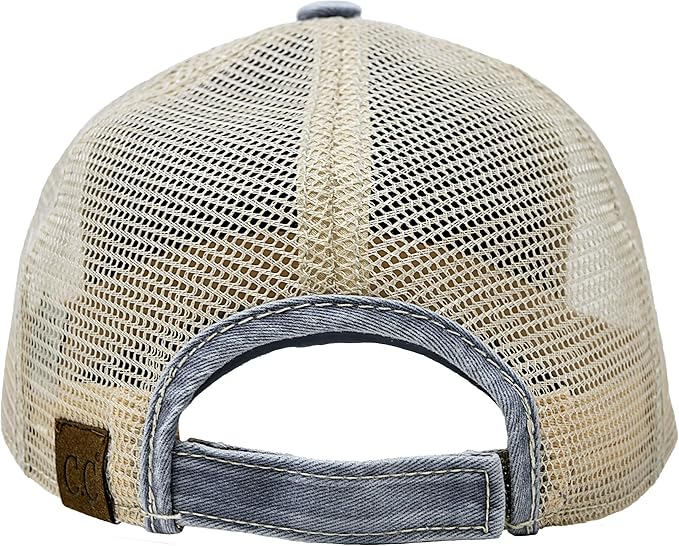 Funky Junque Trucker Hat for Women – Distressed Low Profile Western Camo Baseball Cap with Mesh, Trendy and Adjustable Fit