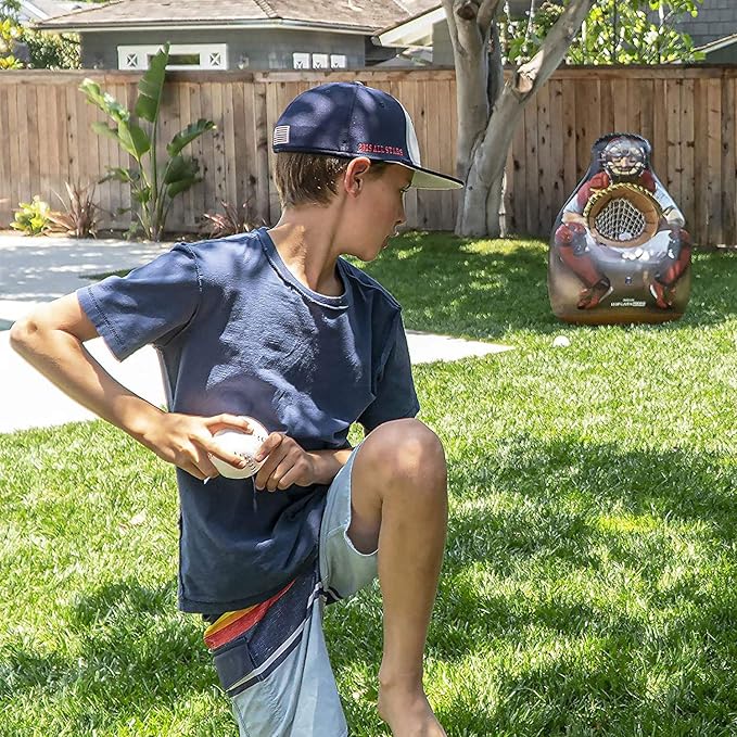 GoSports Inflataman Baseball Toss Challenge - Inflatable Catcher Strike Zone Pitching Game