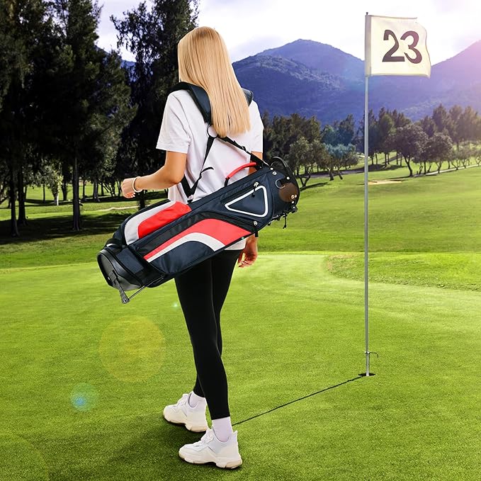 Ultra-Lite Golf Stand Bag - 3 Lbs, 4 Way Divider Portable Golf Club Carry Bag, Water-Repellent Golf Travel Case with Rain Hood, Golf Gifts for Men and Women