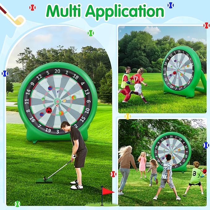 6FT Inflatable Dartboard, Giant Kick Darts Soccer Darts Golf & Throw Dart - Image 2