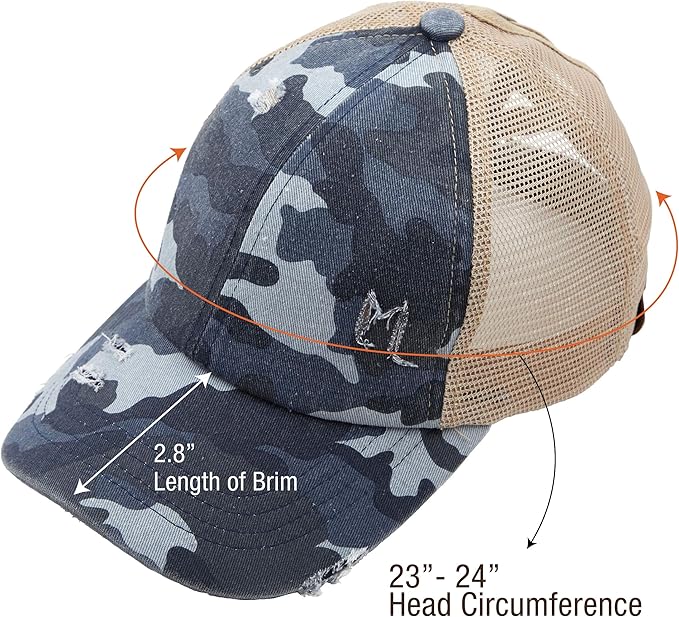 C.C Ponycap Messy High Bun Ponytail Adjustable Glitter Mesh Trucker Baseball Cap