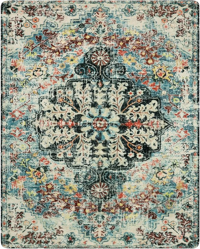 Lahome Boho 8x10 Rugs for Living Room, Teal Washable Rugs for Bedroom Aesthetic - Image 9