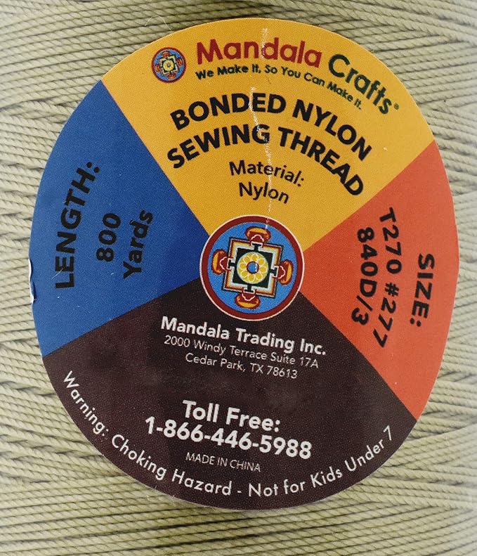 Mandala Crafts Bonded Nylon Thread Beige Heavy Duty Sewing Threads - Image 4