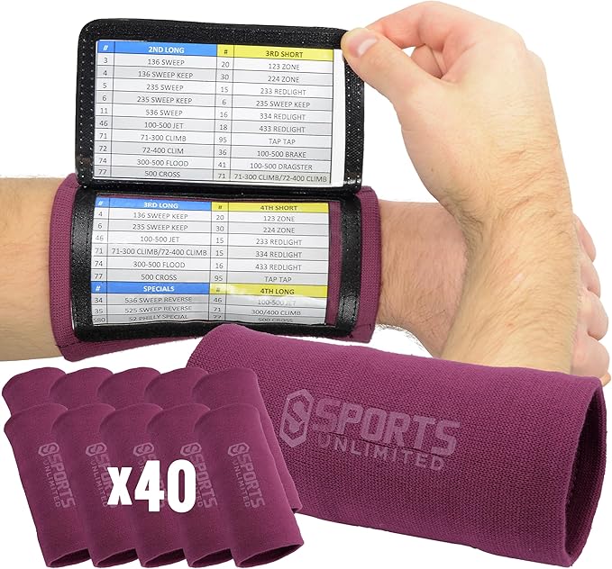 Sports Unlimited Youth Triple Wrist Coach, Football Wristbands for Plays, Baseball Wristbands, QB Arm Bands