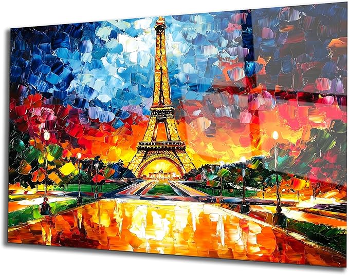 SpiritualHands Paris Eiffel Tower Glass Wall Art Oil Painting - Image 8