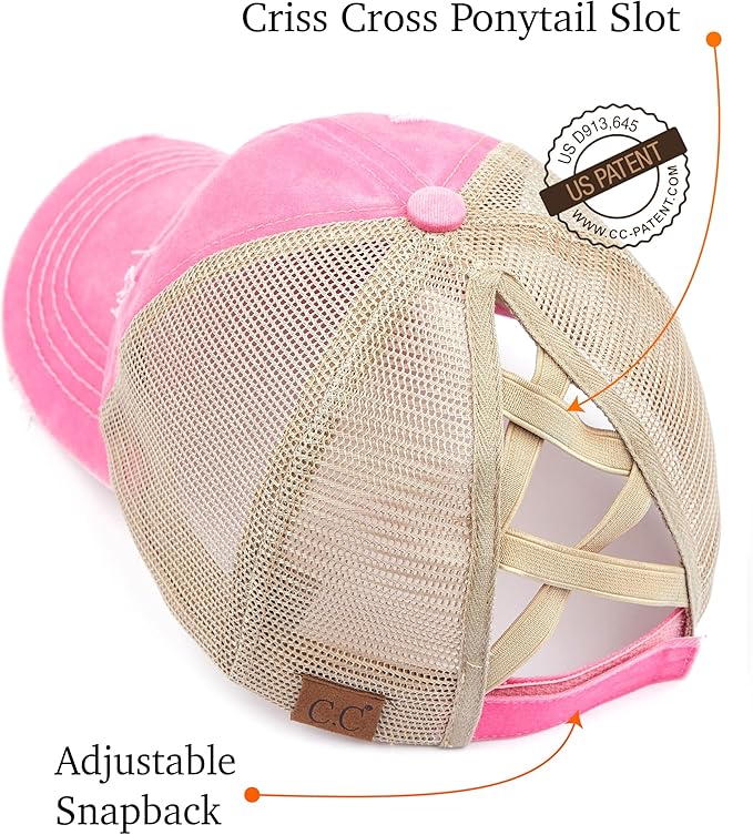 C.C Ponycap Messy High Bun Ponytail Adjustable Glitter Mesh Trucker Baseball Cap