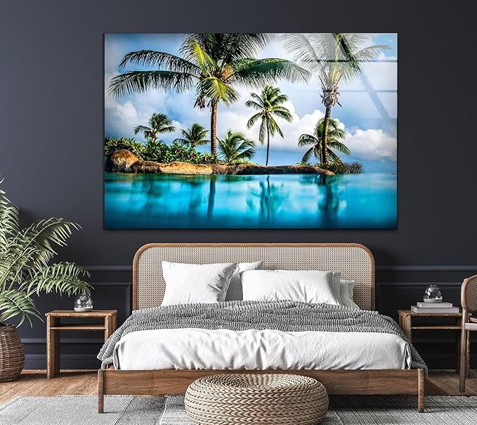 My Photostation.com 48Wx32H'' Island & Blue Sea Glass Wall ArtTempered Glass - Image 8