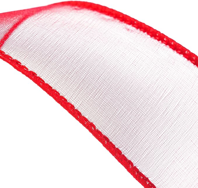 CT CRAFT LLC Sheer Organza Wired Ribbon 1.5" x 50Yards Red - Image 4