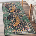 Oriental Tropical Kitchen Runner Rug 2x5 Washable, Thin Stain Resistant Black by Aldopein