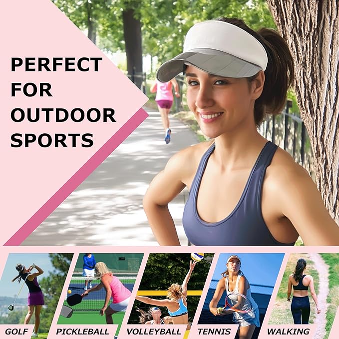 Funky Junque Women's UV 50 Adjustable Sun Visor - Golf Tennis Pickleball - Sports Themes Solid Colors Easter Pastels