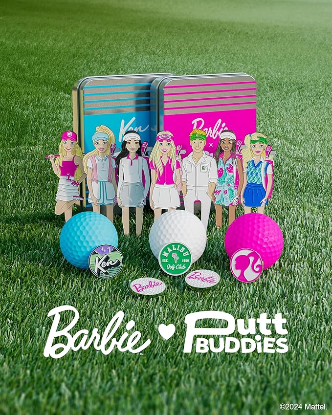 Barbie Golf Weekend Golf Divot Tool Set with Magnetic Ball Marker with Hat Clip, Pink Golf Accessories and Collectible Gift Tin, Chic Golf Tools for Women Golfers