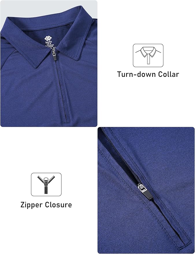 MoFiz Women's Golf Polo Shirt Long Sleeve Collared 1/4 Zip Stretch Soft Athletic Tops for Tennis Hiking & Outdoor Sports