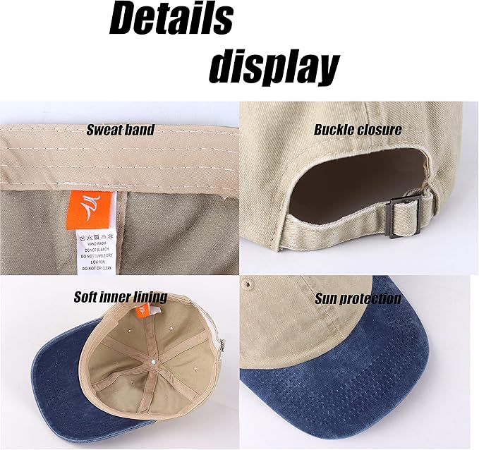 LANGZHEN Unisex Baseball Cap 100% Cotton Fits Men Women Washed Denim Adjustable Dad Hat