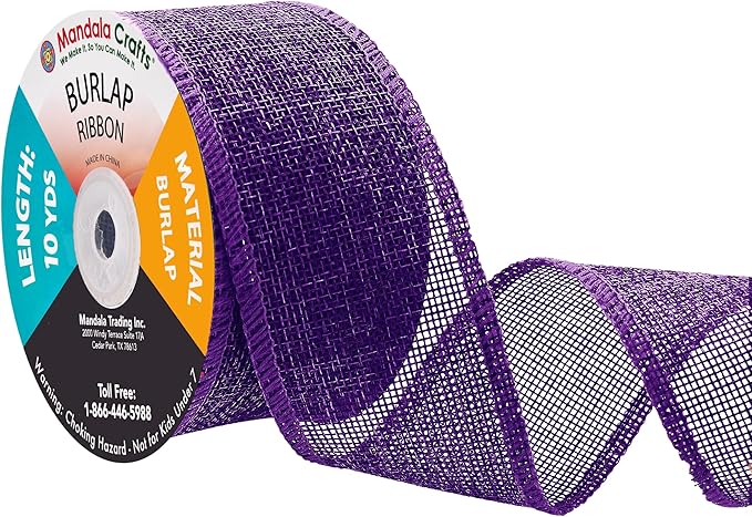 Mandala Crafts Purple Burlap Ribbon 2 Inches Wide Jute Ribbons by MandalaCrafts
