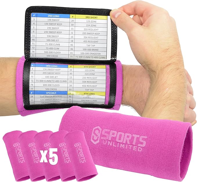 Sports Unlimited Youth Triple Wrist Coach, Football Wristbands for Plays, Baseball Wristbands, QB Arm Bands
