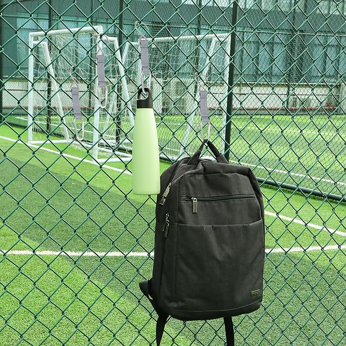 Sumind 4 Pcs Fence Hooks for Baseball Bag Nylon Safety Buckles Metal Fence Hooks Multifunctional Hanging Buckles for Softball Football Tennis Outdoor Sport Equipment Water Cup Backpack (Grey)
