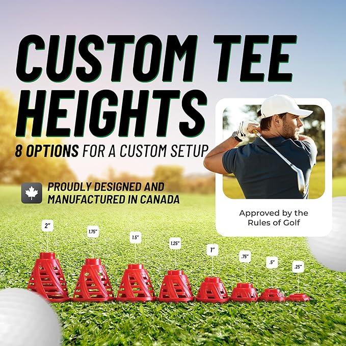 BirTee Golf Tees - PRO Speed Plus with Flexibility & Durability - 8 Pack. Indoor Golf Tees/Golf Simulator Tees/Winter Plastic Golf Tees