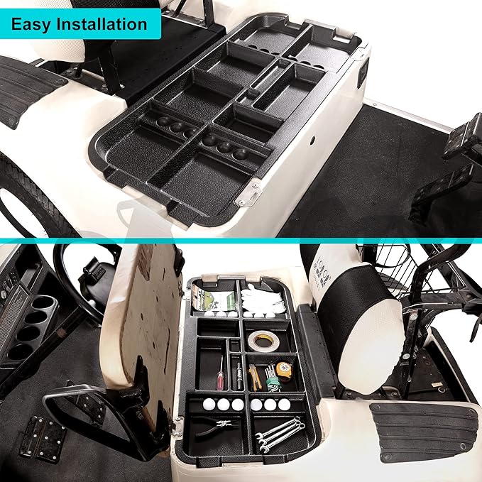 10L0L Golf Cart Under Seat Storage Tray for EZGO RXV TXT Club Car DS Precedent Electric Vehicle with Original Trojan Battery Underseat Organizer Container Holder Plate