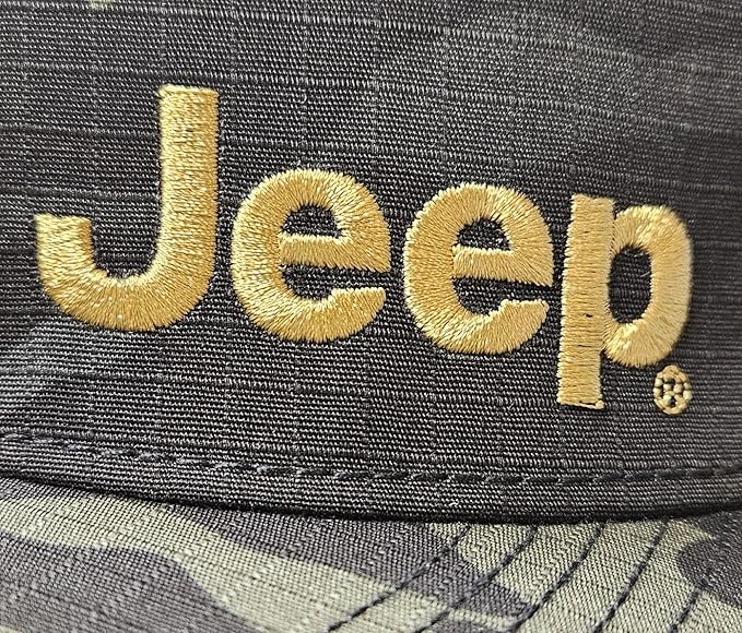 Jeep Officially Licensed Black Camo Hat | Structured Snapback Cap for Men | Ripstop Fabric