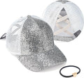 C.C Ponycap Messy High Bun Ponytail Adjustable Glitter Mesh Trucker Baseball Cap