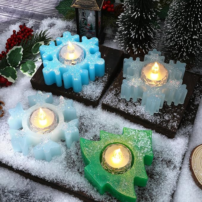 2PCS Christmas Resin Molds Snowflake Silicone Resin Mold - Image 4