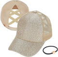 C.C Ponycap Messy High Bun Ponytail Adjustable Glitter Mesh Trucker Baseball Cap