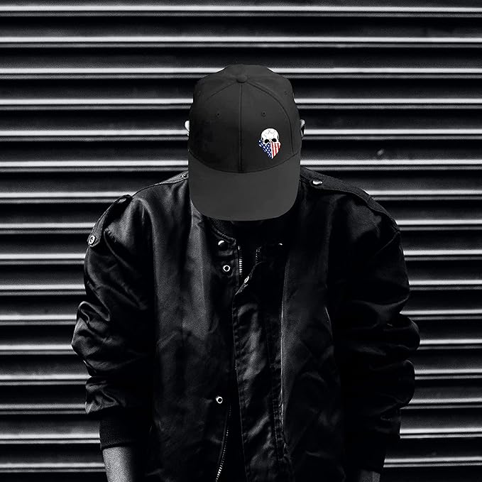 Skull Finger Flat Bill Hats for Men Black Mens Snapback Hat Baseball Cap Fitted Hat Rock N Roll Skeleton Hand Snap Backpack