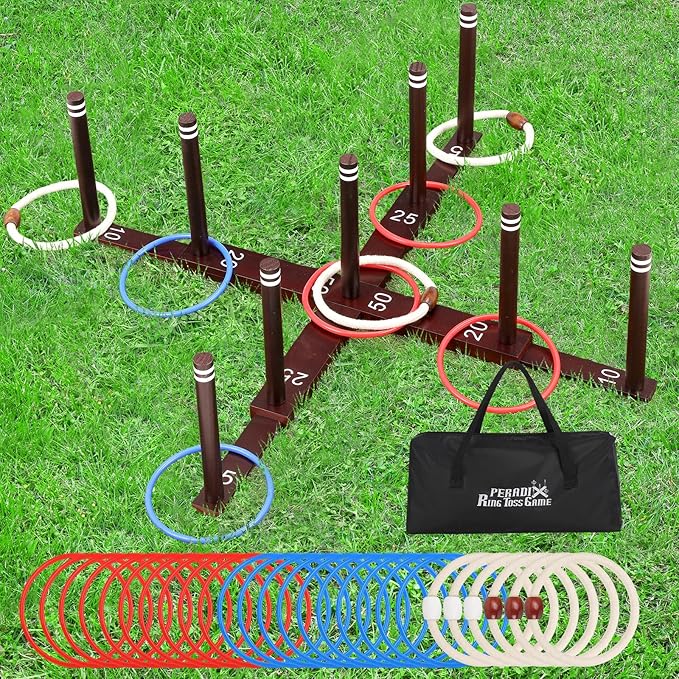 Peradix Ring Toss Game for Kids, Indoor Outdoor Fun Holiday Lawn Yard Game for by Peradix