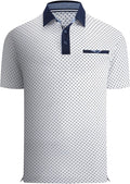 Esabel.C Men's Golf Polo Shirts Print Moisture Wicking Short Sleeve Dry Fit Stretch Polo Shirts for Men with Faux Pocket