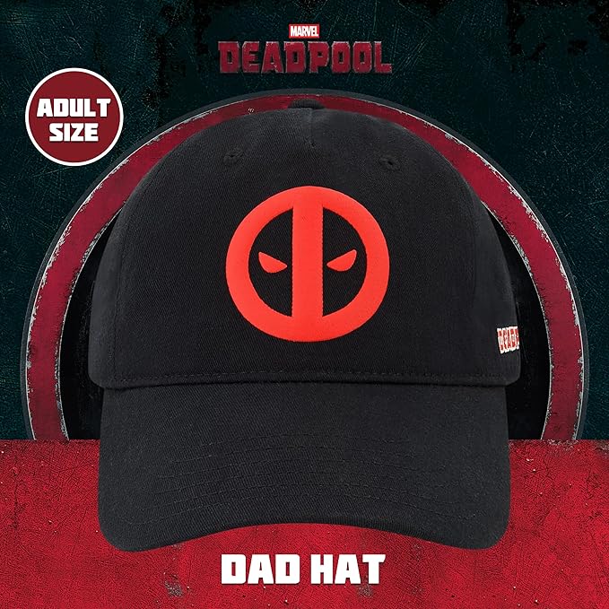 Marvel Deadpool Adjustable Baseball Hat with Curved Brim