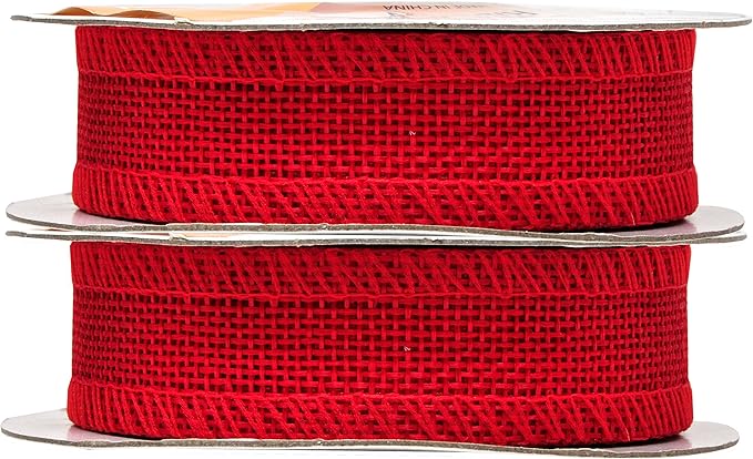 Mandala Crafts Red Burlap Ribbon 1 Inch Wide Jute Ribbons - Image 2