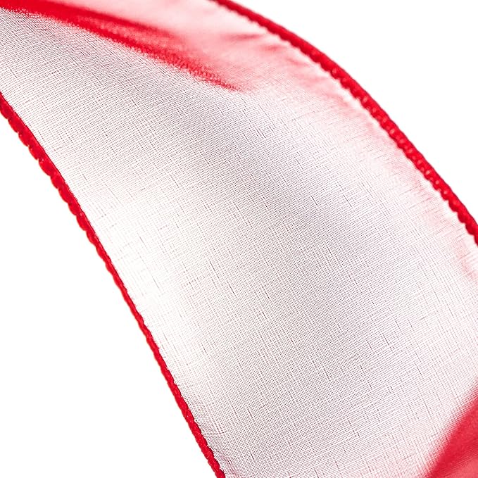 CT CRAFT LLC Sheer Organza Wired Ribbon 2.5" x 50Yards Red - Image 4