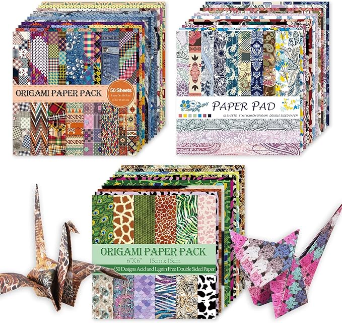 Origami 6x6 Paper Kit 150 Sheets 150 Vivid Colors Double Sided Same Printed by Wanshui