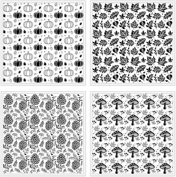 CHGCRAFT 4Pcs Pumpkin Maple Leaf Polymer Clay Texture Sheet Pinecone and - Image 8