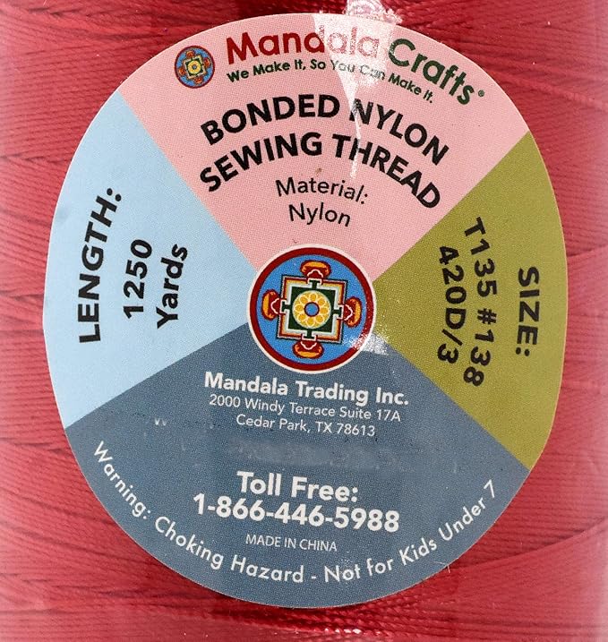 Mandala Crafts Bonded Nylon Thread Red Heavy Duty Sewing Threads - Image 4