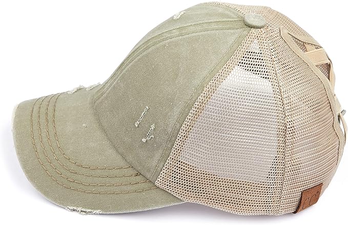 C.C Ponycap Messy High Bun Ponytail Adjustable Glitter Mesh Trucker Baseball Cap