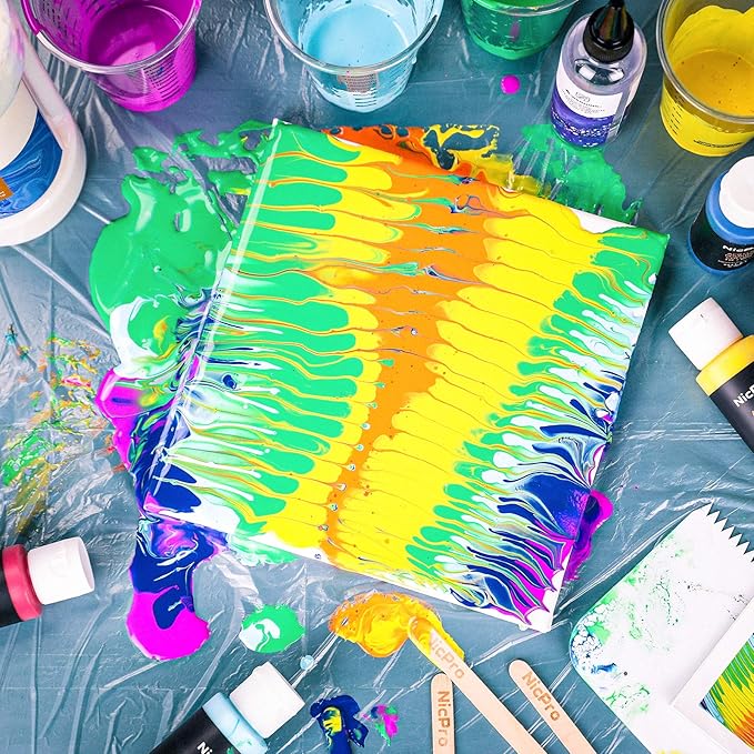 Nicpro Acrylic Pouring Kit, Artist Starter Supplies Including 19 Colors Acrylic - Image 4