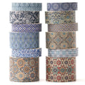 12 Rolls Exotic Charm Washi Tape Set Floral Arts Adhesive Tapes Geometric by Songdao
