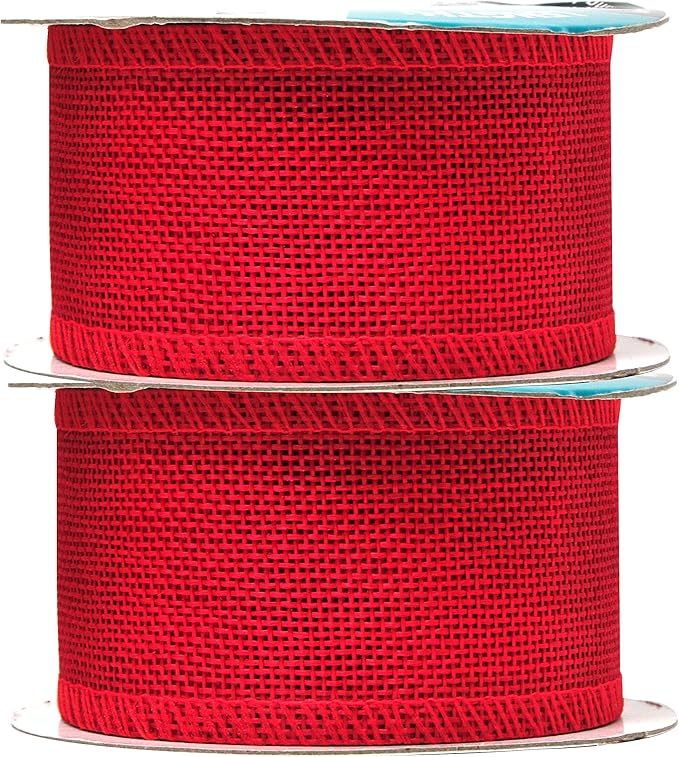 Mandala Crafts Red Burlap Ribbon 2 Inches Wide Jute Ribbons - Image 2