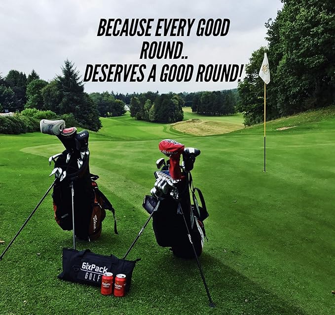 Golf Cooler Bag with 2 Ice Packs - Insulated Golf Bag Cooler Holds 6 Cans, Fits Most Golf Bags - Soft Portable Cooler for Hot Days on the Course, Golf Accessories for Men