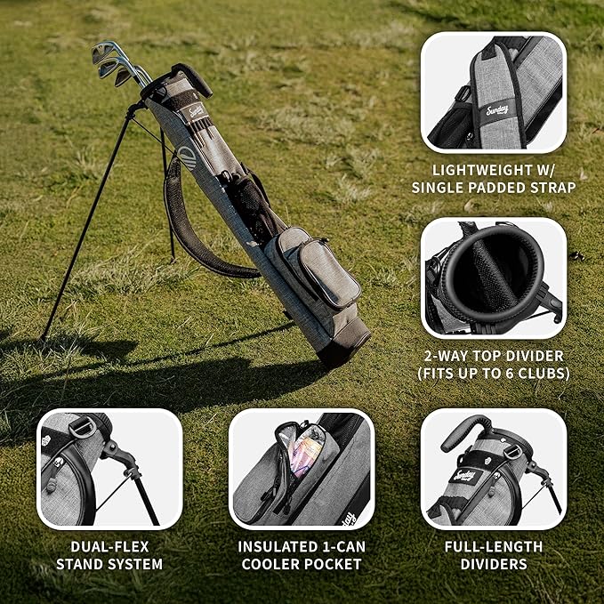 The Original Sunday Golf Loma Bag – Lightweight Golf Bag with Strap & Stand, Easy to Carry Pitch n Putt Stand Bag for Driving Range, Par 3 & Executive Courses, 31 Inches