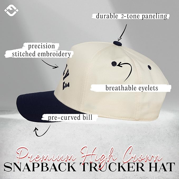 Funky Junque Trucker Hat Women Men 2-Tone Baseball Cap – Vintage Western Style Embroidered Snapback, Premium Cotton Blend