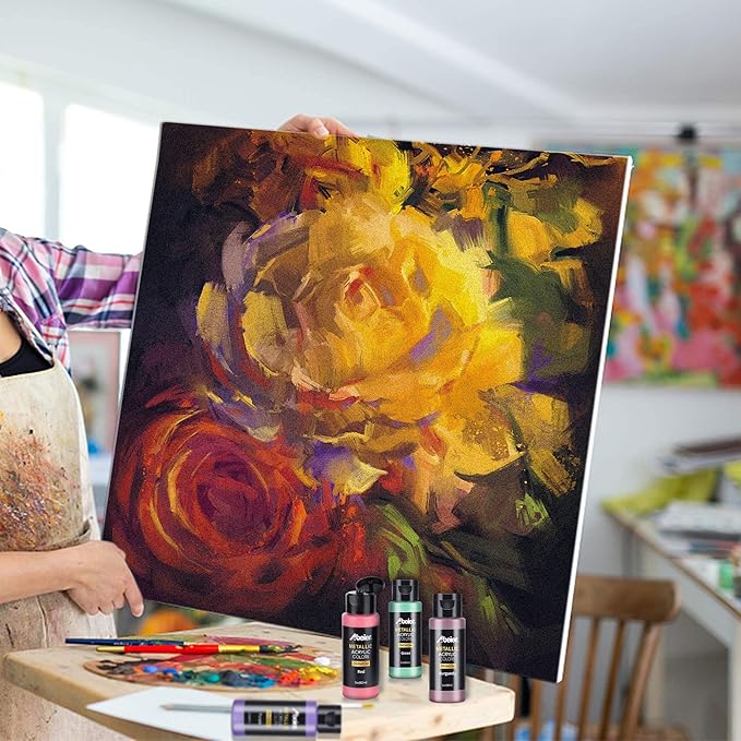 ABEIER Metallic Acrylic Paint, Rich Pigments, Non Fading, Non Toxic Paints - Image 5