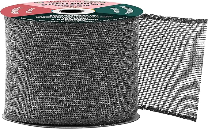 Mandala Crafts Gray Burlap Wired Ribbon 3 Inches Wide Jute Ribbons - Image 2