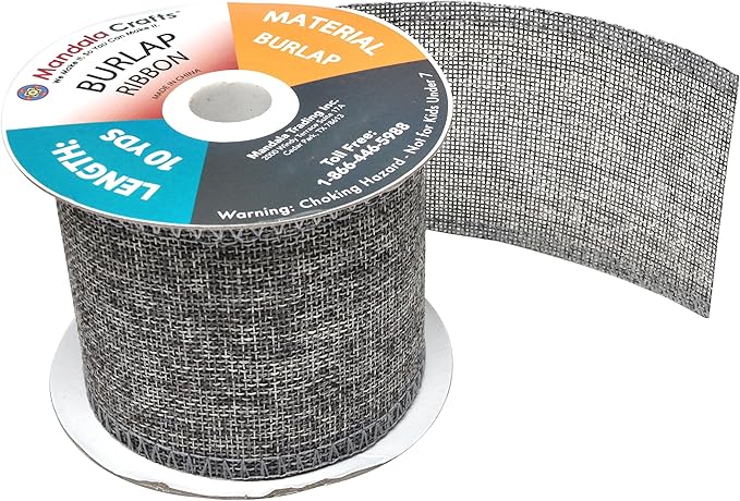 Mandala Crafts Gray Burlap Ribbon 3 Inches Wide Jute Ribbons - Image 4