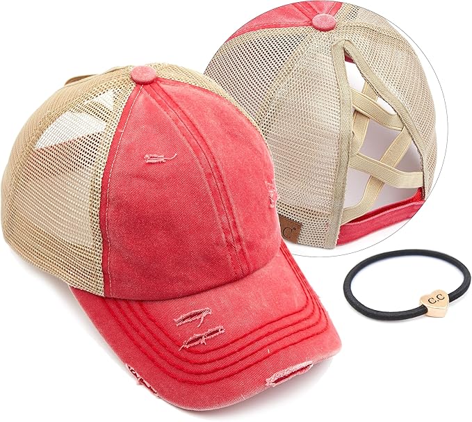C.C Ponycap Messy High Bun Ponytail Adjustable Glitter Mesh Trucker Baseball Cap