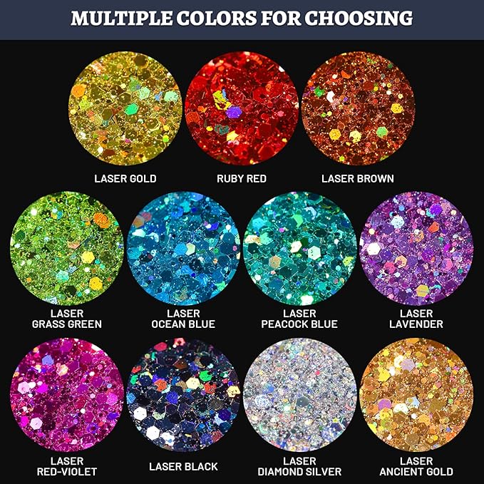 LEOBRO Ancient Gold Glitter, 160g/5.64oz Holographic Chunky Glitter - Image 6