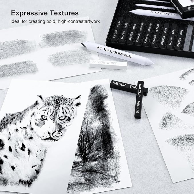 KALOUR 15 Pro Compressed Charcoal Drawing Set - Image 2